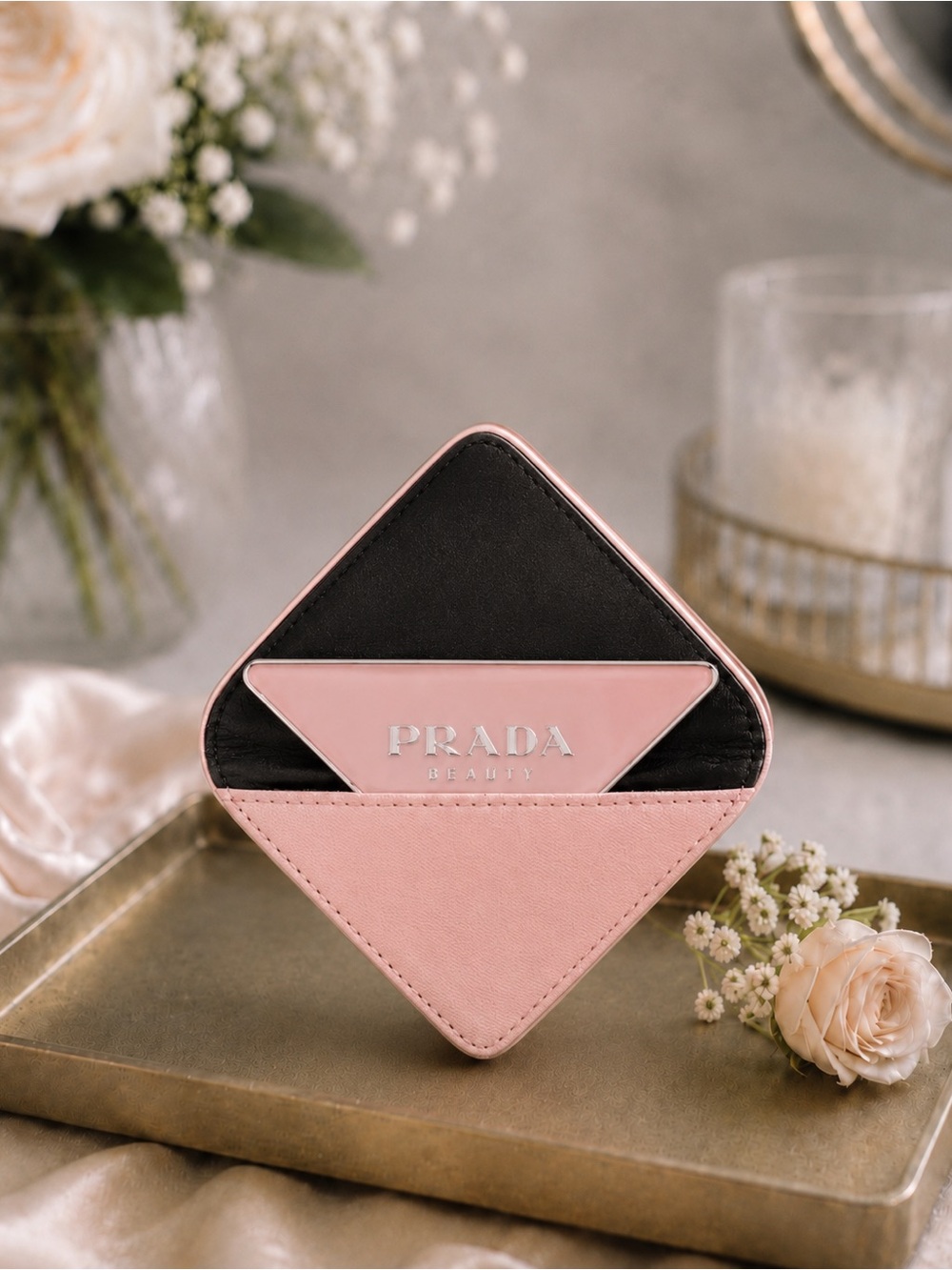 Prada Beauty Logo Mirror and Case new
